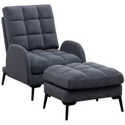 Living and Home Grey Recliner Armchair with Footstool - Size: Single - Wilko - thumbnail 3
