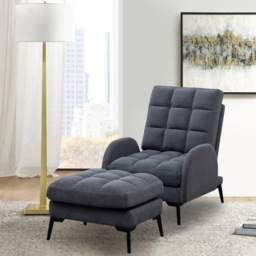 Living and Home Grey Recliner Armchair with Footstool - Size: Single - Wilko - thumbnail 7