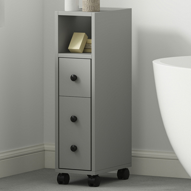 Kleankin 2 Drawer Grey Slim Bathroom Storage Unit with Wheels - Size: 68.5 cm x 18.0 cm x 30.0 cmcm - Wilko - image 1