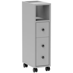 Kleankin 2 Drawer Grey Slim Bathroom Storage Unit with Wheels - Size: 68.5 cm x 18.0 cm x 30.0 cmcm - Wilko - thumbnail 3
