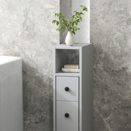 Kleankin 2 Drawer Grey Slim Bathroom Storage Unit with Wheels - Size: 68.5 cm x 18.0 cm x 30.0 cmcm - Wilko - thumbnail 5