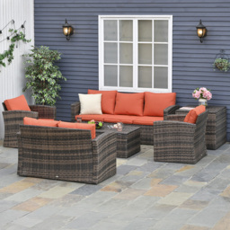Outsunny 7 Seater Rattan Patio Sofa Set Orange - Wilko