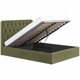 Flair Marley King Size Green Velvet Fabric Ottoman Bed with Buttoned Headboard - Wilko - thumbnail 4