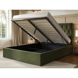 Flair Marley King Size Green Velvet Fabric Ottoman Bed with Buttoned Headboard - Wilko - thumbnail 7