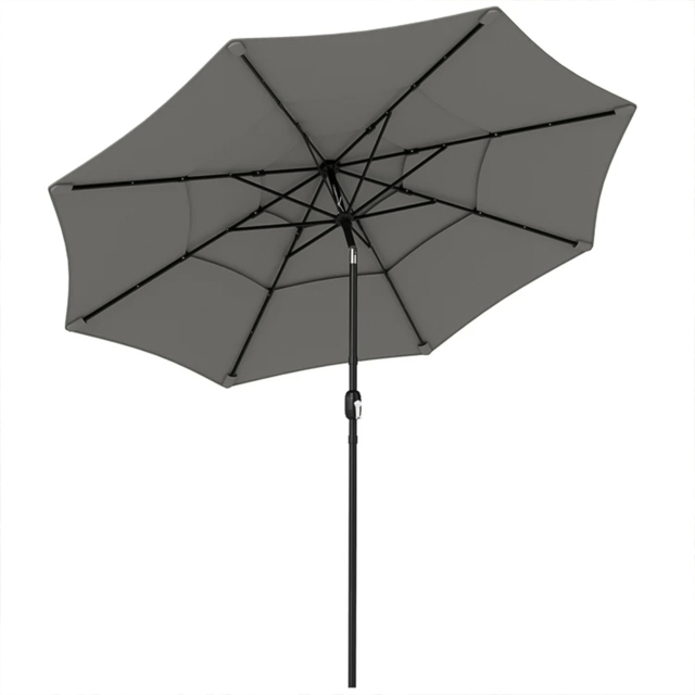 Outsunny 3-Tier Grey Crank and Tilt Garden Parasol 3m - Wilko - image 1