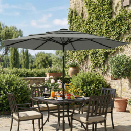 Outsunny 3-Tier Grey Crank and Tilt Garden Parasol 3m - Wilko - thumbnail 3