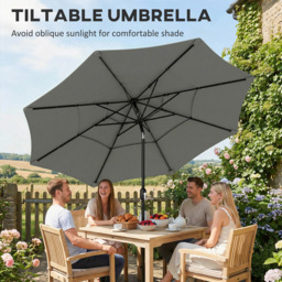 Outsunny 3-Tier Grey Crank and Tilt Garden Parasol 3m - Wilko - thumbnail 5