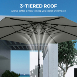 Outsunny 3-Tier Grey Crank and Tilt Garden Parasol 3m - Wilko - thumbnail 7