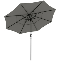 Outsunny 3-Tier Grey Crank and Tilt Garden Parasol 3m - Wilko