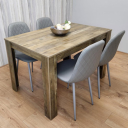 Kosy Koala 4 Seater Faux Leather Gem Pattern Dining Set Rustic Effect and Grey - Multi - Portland - Wilko - thumbnail 4