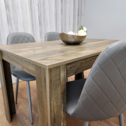 Kosy Koala 4 Seater Faux Leather Gem Pattern Dining Set Rustic Effect and Grey - Multi - Portland - Wilko - thumbnail 6