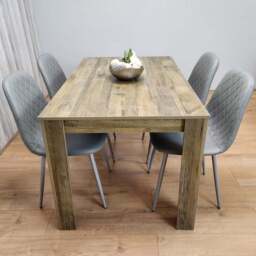 Kosy Koala 4 Seater Faux Leather Gem Pattern Dining Set Rustic Effect and Grey - Multi - Portland - Wilko - thumbnail 1