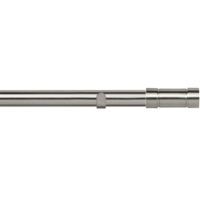 New Edge Blinds 300cm Fixed Length Satin Silver Eyelet Metal Curtain Pole Set with Aspect Finial - Wilko - image 1