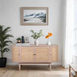 Brooklyn 4 Door Cane and Mango Wood Sideboard - Brown - Wilko - thumbnail 7