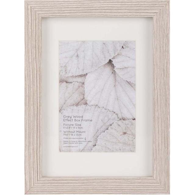 Grey Wood Effect Box Photo Frame 5 x 3.5inch - Size: Multi - The Port. Co Gallery - Wilko - image 1