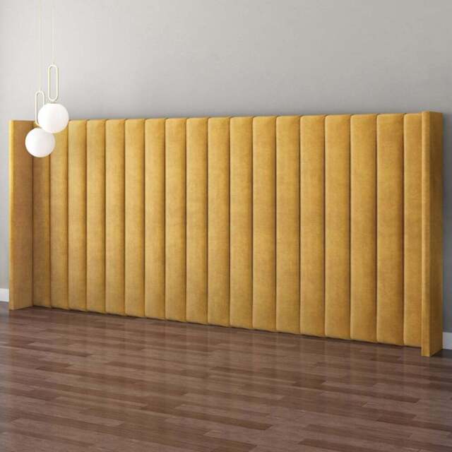 Aspire Furniture Grandeur Ochre Plush Velvet Wing Headboard - Size: Emperor - Orange - Aspire Beds - Wilko - image 1