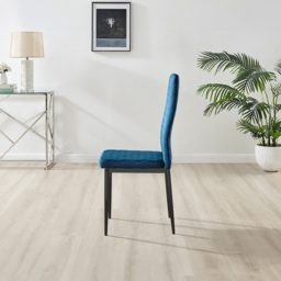 Furniturebox Lucia Valera 6 Seater Dining Set Black Gloss and Navy - Blue - Wilko - thumbnail 6