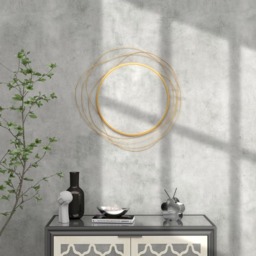 Portland Gold Tone Metal Round Wall Mirror 65 x 65cm - Wilko - thumbnail 4