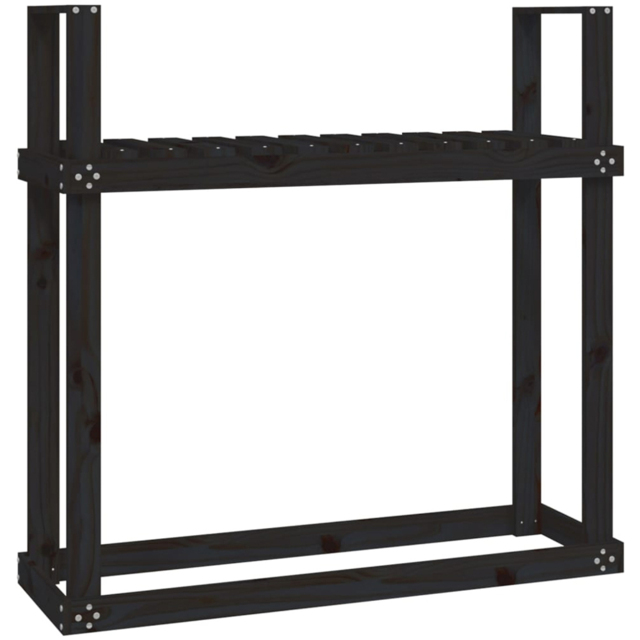 vidaXL Black Solid Pine Wood Firewood Rack 110 x 35 x 108.5cm - Size: 108.5 x 110 x 35cm - Wilko - image 1