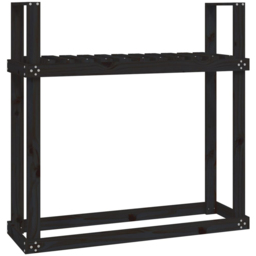 vidaXL Black Solid Pine Wood Firewood Rack 110 x 35 x 108.5cm - Size: 108.5 x 110 x 35cm - Wilko