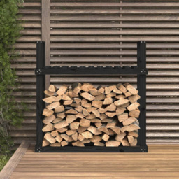 vidaXL Black Solid Pine Wood Firewood Rack 110 x 35 x 108.5cm - Size: 108.5 x 110 x 35cm - Wilko - thumbnail 3