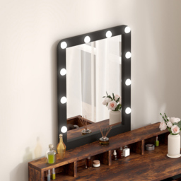 FurnitureHMD 3 Drawer 4 Shelf Rustic Industrial Style LED Light Makeup Vanity with Mirror - Size: 142.5 x 90 x 40cm - n/a - Wilko - thumbnail 6