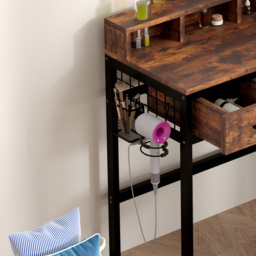 FurnitureHMD 3 Drawer 4 Shelf Rustic Industrial Style LED Light Makeup Vanity with Mirror - Size: 142.5 x 90 x 40cm - n/a - Wilko - thumbnail 7
