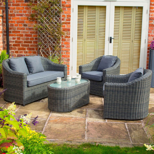 Rowlinson Bunbury 4 Seater Grey Rattan Weave Sofa Set - Wilko - image 1