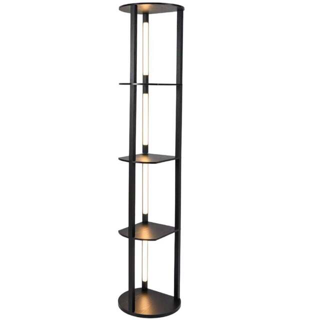 Costway 4 Shelf with LED Strips Rotatable Modern Shelf Floor Lamp - Size: 163 x 35 x 30cm - Black - Wilko - image 1