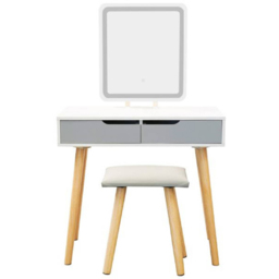Alivio 2 Drawer Grey Vanity Dressing Table Set with LED Mirror - Size: 129 x 80 x 40cm - Wilko - thumbnail 3