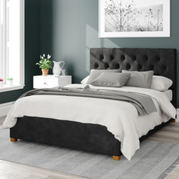 Aspire Olivier Small Double Charcoal Kimiyo Linen Ottoman Bed - Grey - Aspire Beds - Wilko
