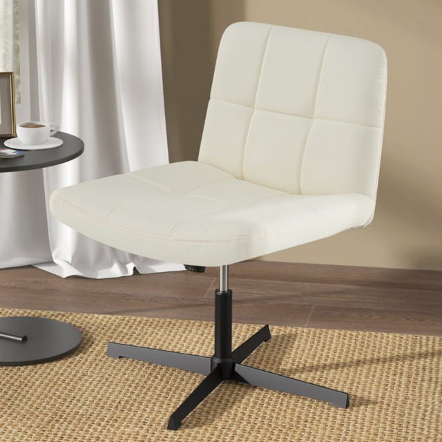 Costway Beige PU Leather Upholstered Office Chair - Size: 67 x 58 x 34cm - Cream - Wilko - image 1