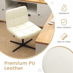 Costway Beige PU Leather Upholstered Office Chair - Size: 67 x 58 x 34cm - Cream - Wilko - thumbnail 7