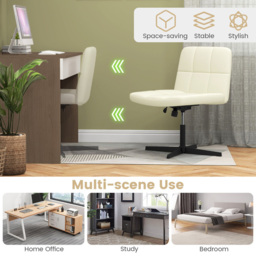 Costway Beige PU Leather Upholstered Office Chair - Size: 67 x 58 x 34cm - Cream - Wilko - thumbnail 5