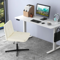 Costway Beige PU Leather Upholstered Office Chair - Size: 67 x 58 x 34cm - Cream - Wilko - thumbnail 4