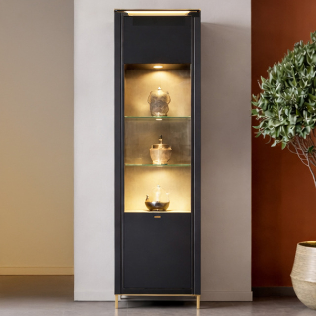 Furniture To Go Genoa Vitrin Single Door Black Cabinet - Wilko - image 1