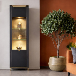 Furniture To Go Genoa Vitrin Single Door Black Cabinet - Wilko - thumbnail 5