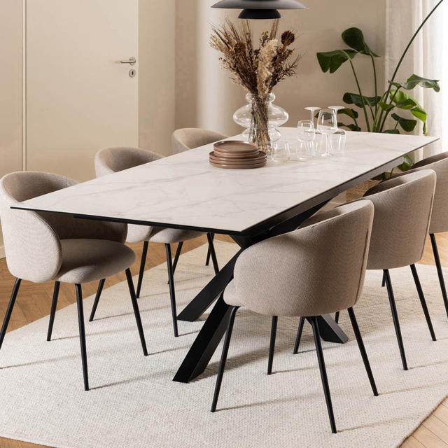 Florence Heaven Ceramic 8 Seater Extendable Dining Table White - Furniture To Go - Wilko - image 1