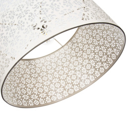 Happy Homewares Cream Metal Marrakech Designed Pendant Shade with Floral Decoration - Size: 25 x 40 x 40cm - Wilko - thumbnail 4