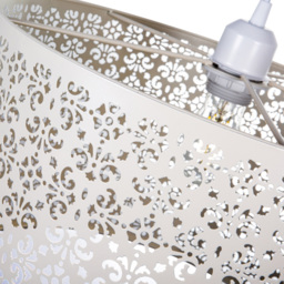Happy Homewares Cream Metal Marrakech Designed Pendant Shade with Floral Decoration - Size: 25 x 40 x 40cm - Wilko - thumbnail 5