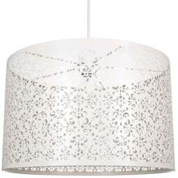 Happy Homewares Cream Metal Marrakech Designed Pendant Shade with Floral Decoration - Size: 25 x 40 x 40cm - Wilko - thumbnail 1