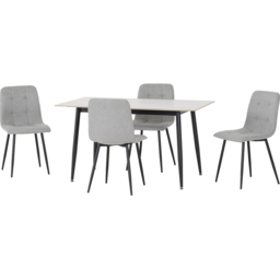 Seconique Fenton 4 Seater Dining Set White and Light Grey Fabric - White/Light Grey Fabric - Wilko - thumbnail 3