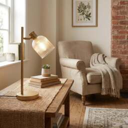 Gold Sorrento Glass Dome Table Lamp - Size: 25 x 48 x 16cm - Wilko - thumbnail 6