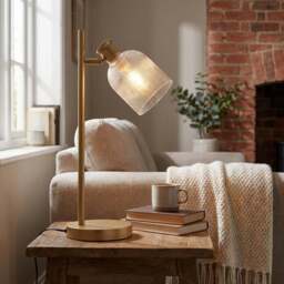 Gold Sorrento Glass Dome Table Lamp - Size: 25 x 48 x 16cm - Wilko - thumbnail 7