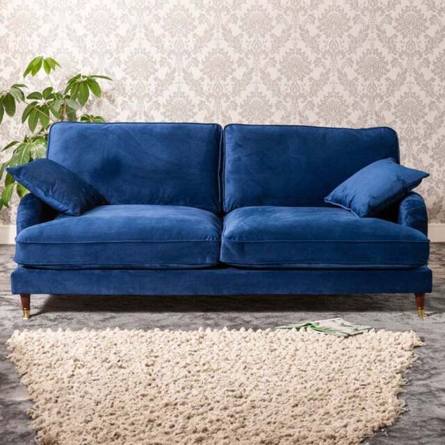 Mackenzie 4 Seater Blue Plush Velvet Sofa - Artemis Home - Wilko - image 1