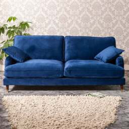 Mackenzie 4 Seater Blue Plush Velvet Sofa - Artemis Home - Wilko