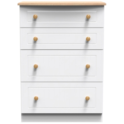 Crowndale Warwick 4 Drawer White Ash and Oak Deep Chest of Drawers - Wilko - thumbnail 3