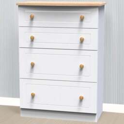 Crowndale Warwick 4 Drawer White Ash and Oak Deep Chest of Drawers - Wilko - thumbnail 1