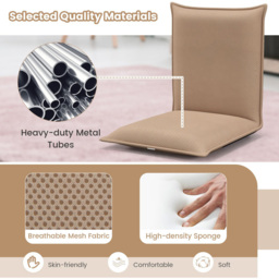 Costway Khaki Foldable Floor Chair - Size: Single - Green - Wilko - thumbnail 7