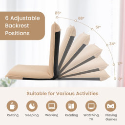 Costway Khaki Foldable Floor Chair - Size: Single - Green - Wilko - thumbnail 6